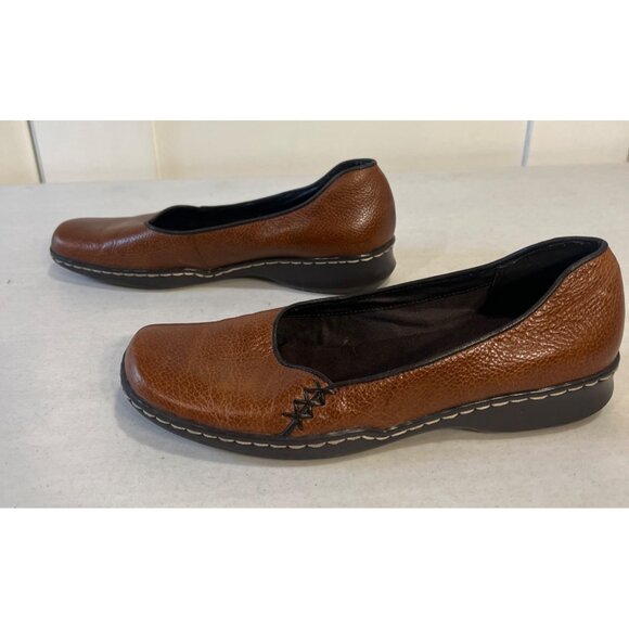 Croft & Barrow Shoes Brown Leather Flats Slip On Size 9 - Picture 2 of 8
